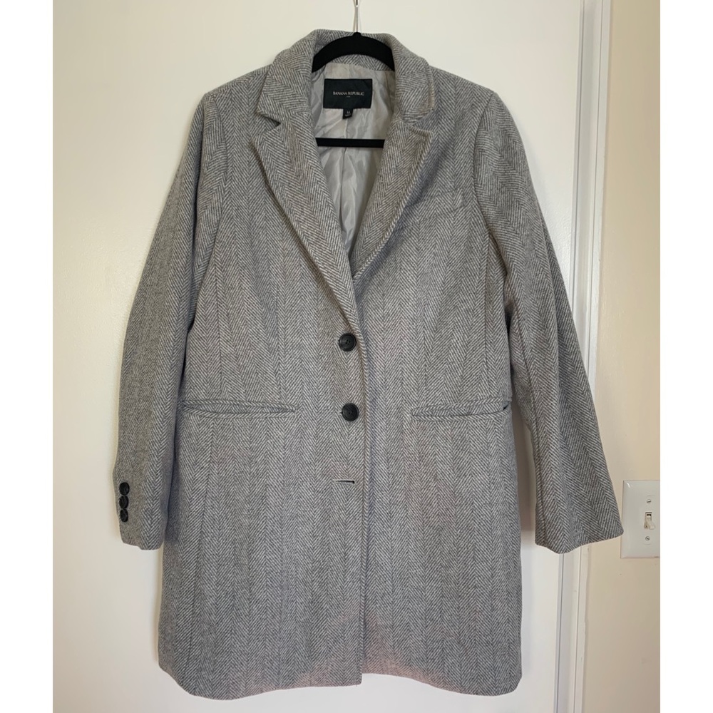Grey Herringbone wool coat